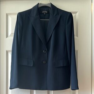 KASPER Women's Navy Blue Pinstriped Suit, Petite Size 12P, like new condition